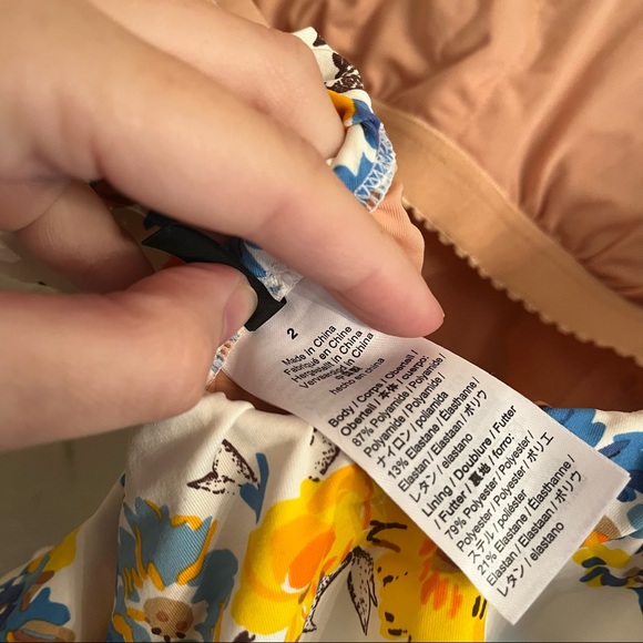 J.Crew Ruffle Scoopback One Piece Swimsuit Floral Size 2 AV277 - Picture 5 of 9